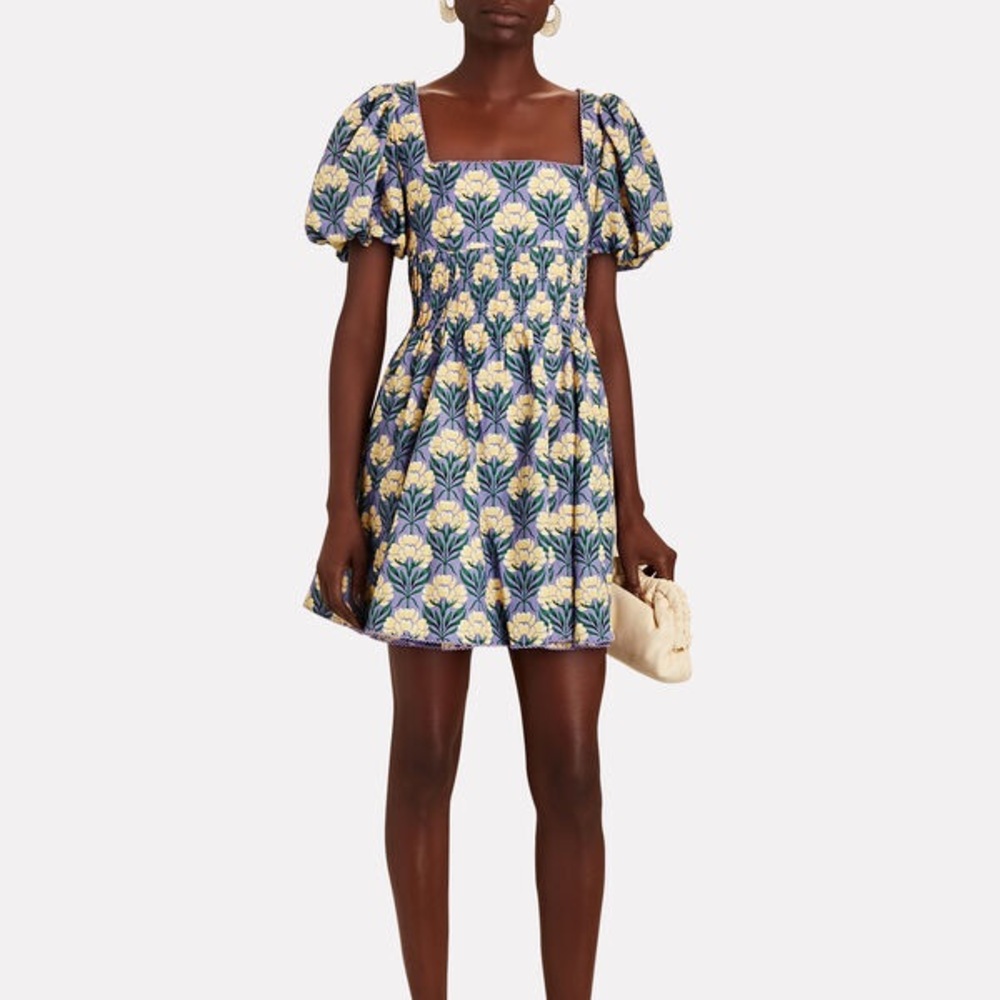 Agua By Agua Bendita Caramelo Puff-Sleeve Poplin Mini Dress - Picture 1 of 5